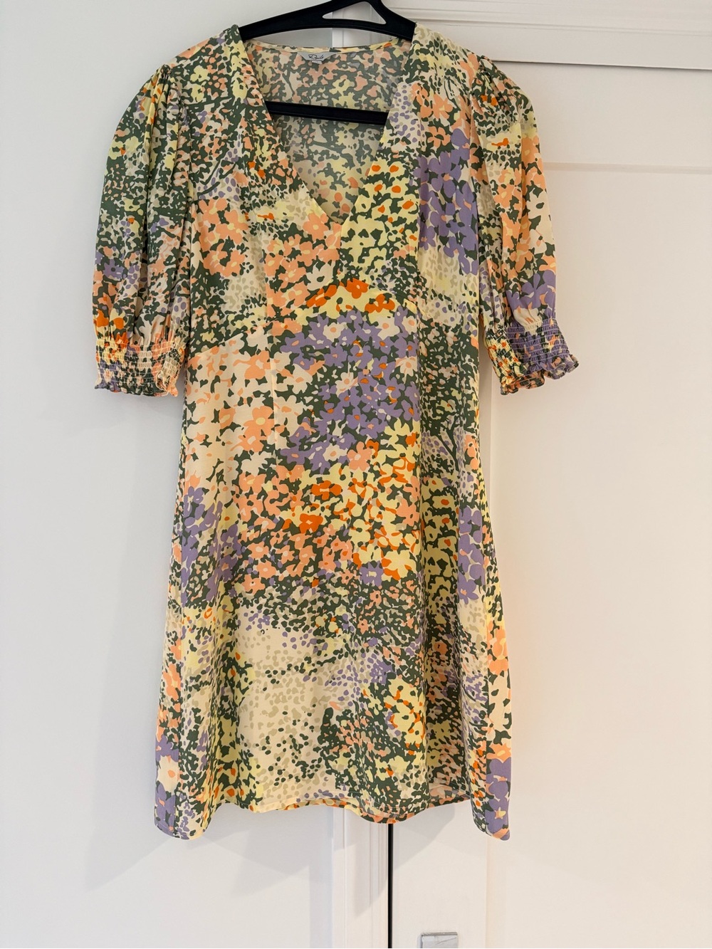 Rails Floral V-Neck Puff Sleeve Dress in Lavender, Peach, Green, Cream